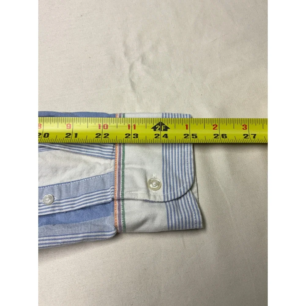 J.Crew Broken-In Oxford Shirt Mens Medium Slim Fit‎ Blue Striped Organic Cotton